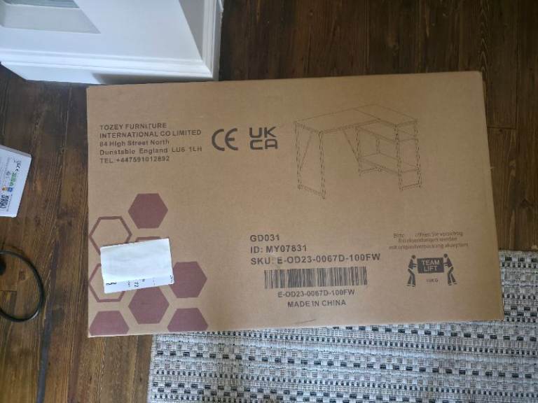 100% new brown L-shape reversible office / study desk