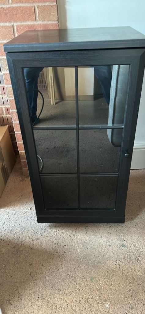 Black wooden glass door cabinet 