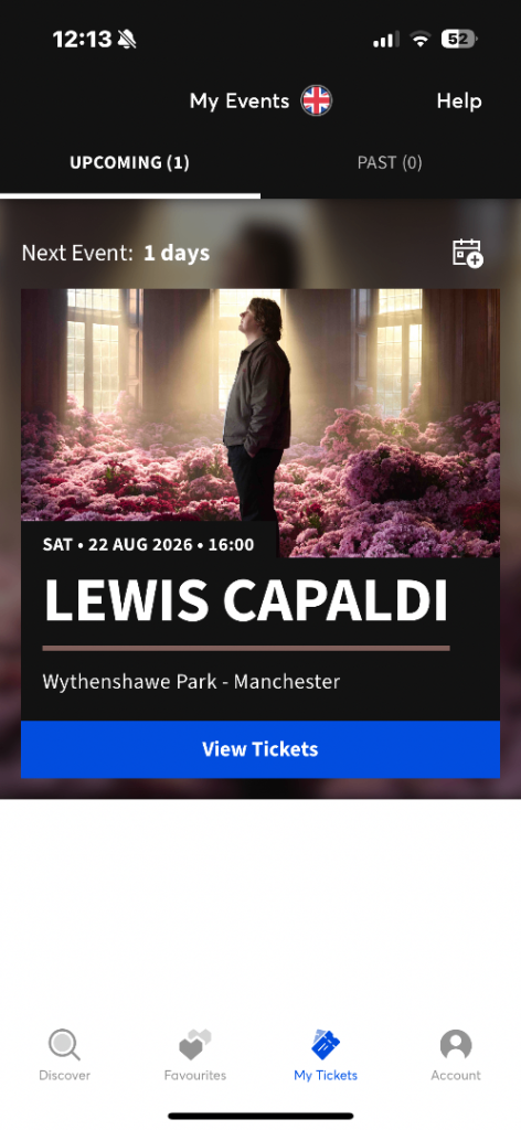 Lewis Capaldi tickets x 2 22nd August - wythenshawe park