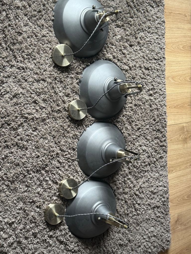 4 x Industrial Grey Antique Brass Ceiling lights 