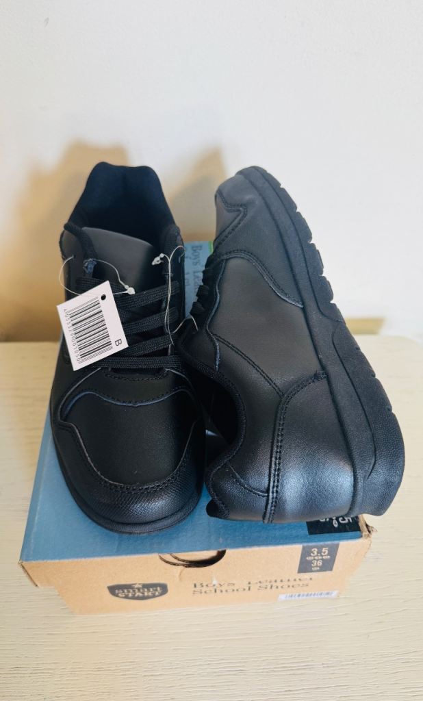 Smart Start Boys' Leather School Shoes - Black, Size 3.5, New