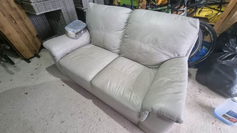 Cream Leather Sofa