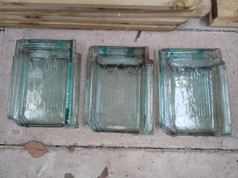 Three Glass Roof Tiles – Good Condition