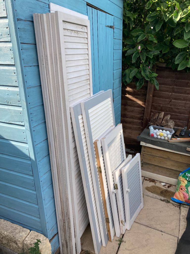 Wooden Louvered Doors/Shutters – White, Various Sizes