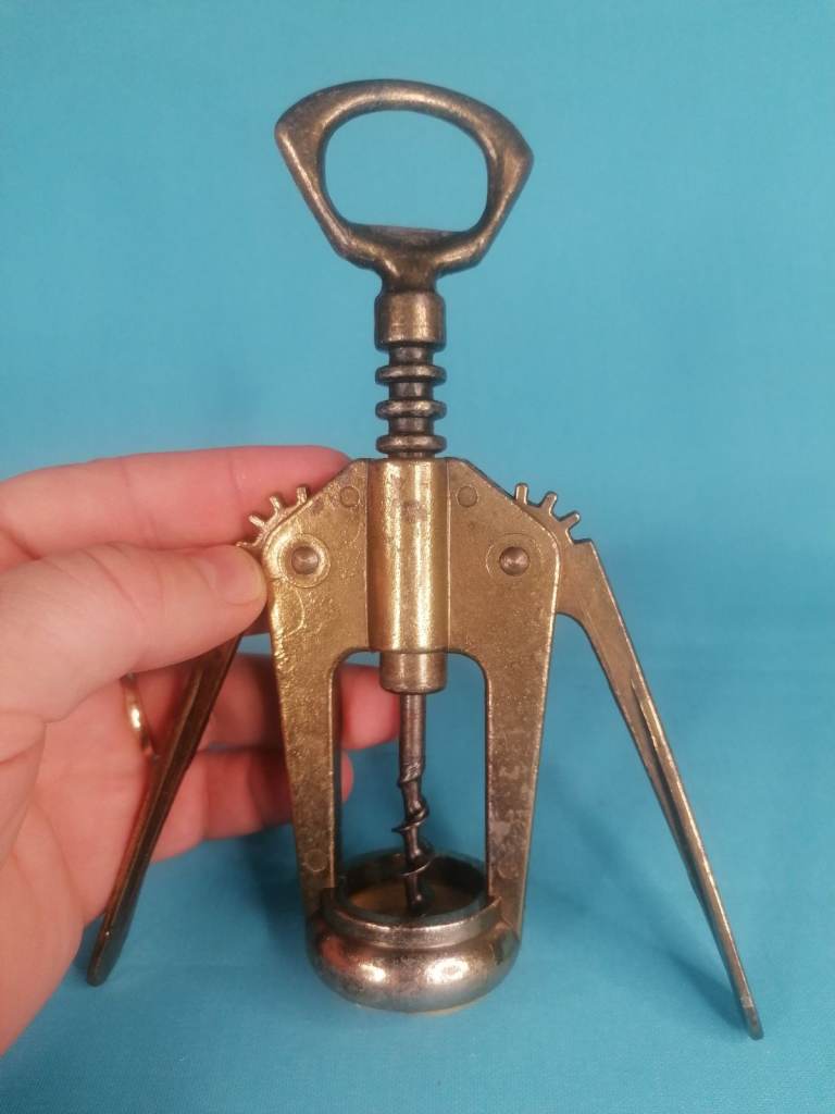 Vintage Corkscrew Brass Antique Butterfly Bottle Opener. As seen.