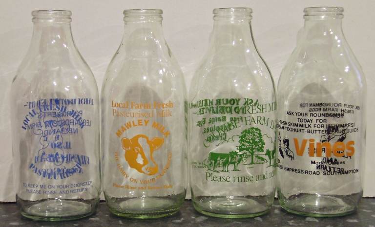 Vintage advertising Milk Bottles 1980's x 4 M1