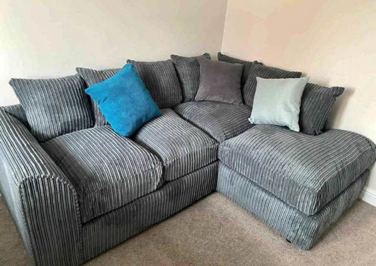 Home Lounge Fabric Seating System Featuring L shape corner sofa Layout