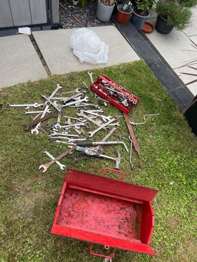 Large Box of Various Hand Tools and Spanners