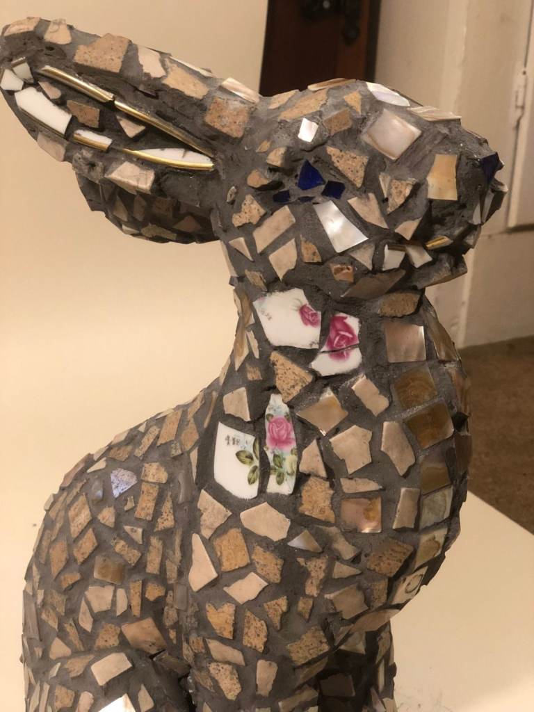 3D mosaic rabbit statue