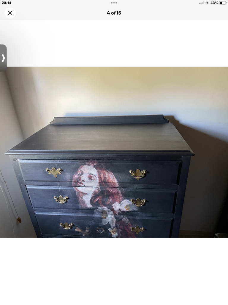 Chest Of Drawers Theme: “Serene Thoughts”  Upcycled Hand Painted