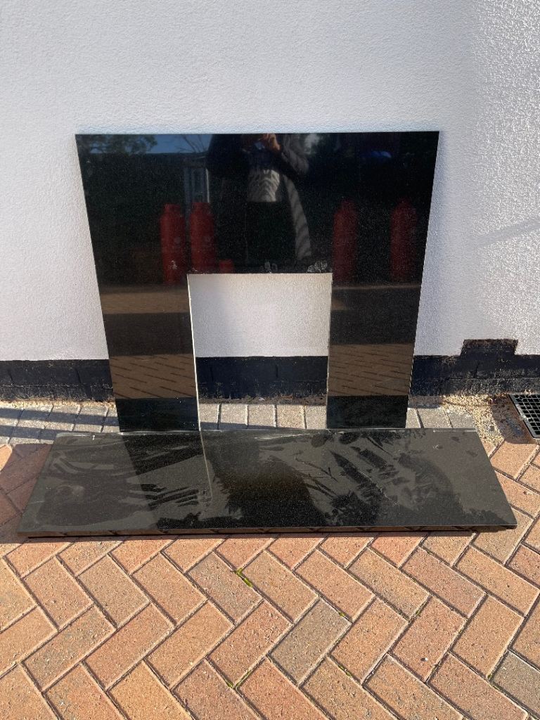 Black granite fire surrounded and harth
