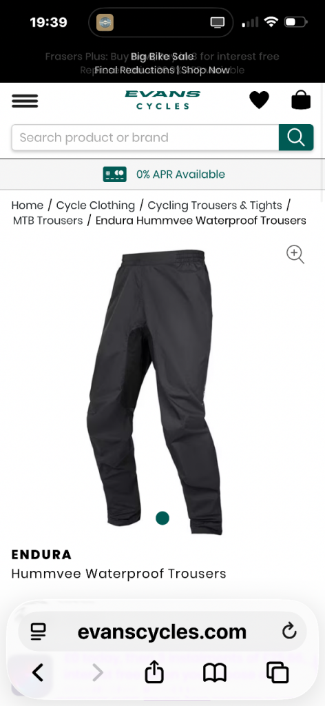 Endura Humber Waterproof  Trouser, Black XL