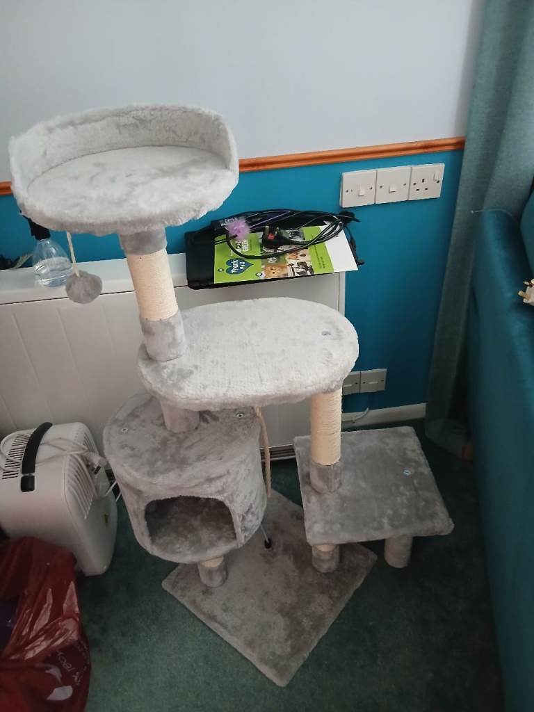 Grey cat tree