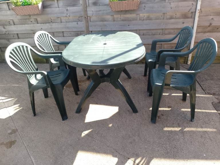 Plastic Garden Table with 4 Matching Chairs