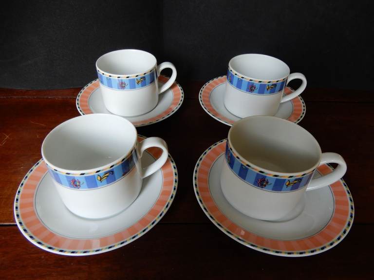 Vintage Royal Thailand Fine Porcelain Tienshan 4 cups & saucers