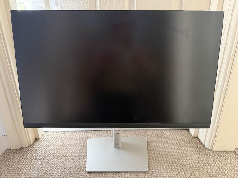 Computer Monitor - Black Screen, Silver Stand