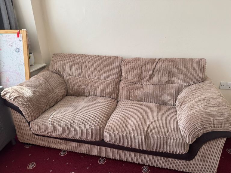 Comfortable Beige Fabric Two-Seater Sofa – Good Condition