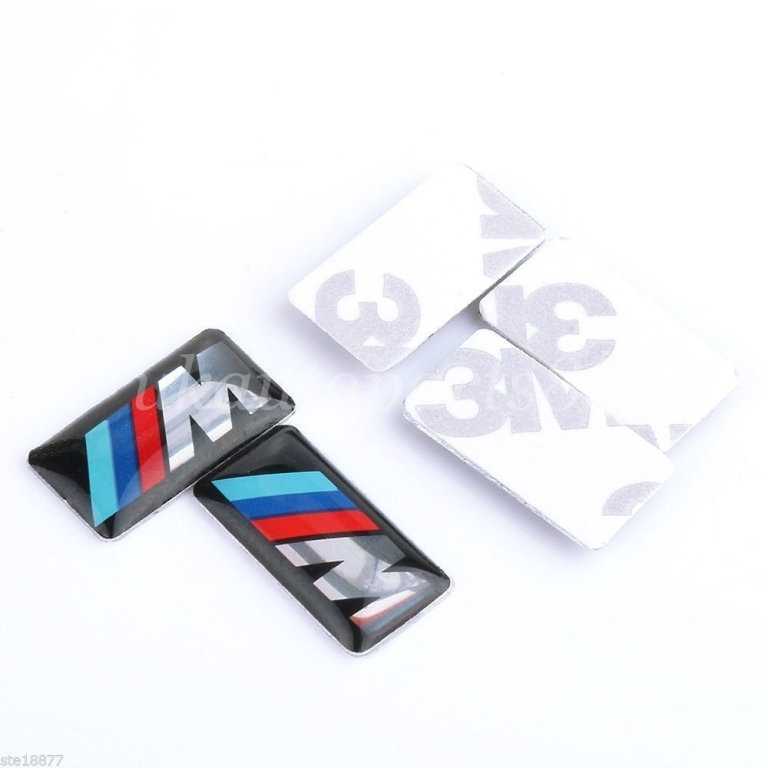 5 X BMW M SPORT CAR BADGES SELF STICK DECALS EMBLEMS SWANSEA AREA CAN POST