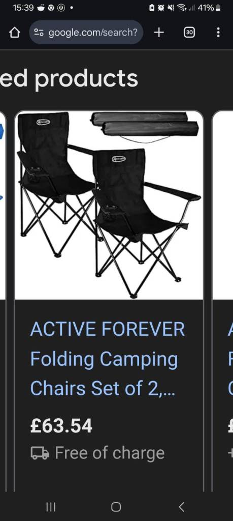 new set of 2 active forever camping chairs £25 delivered