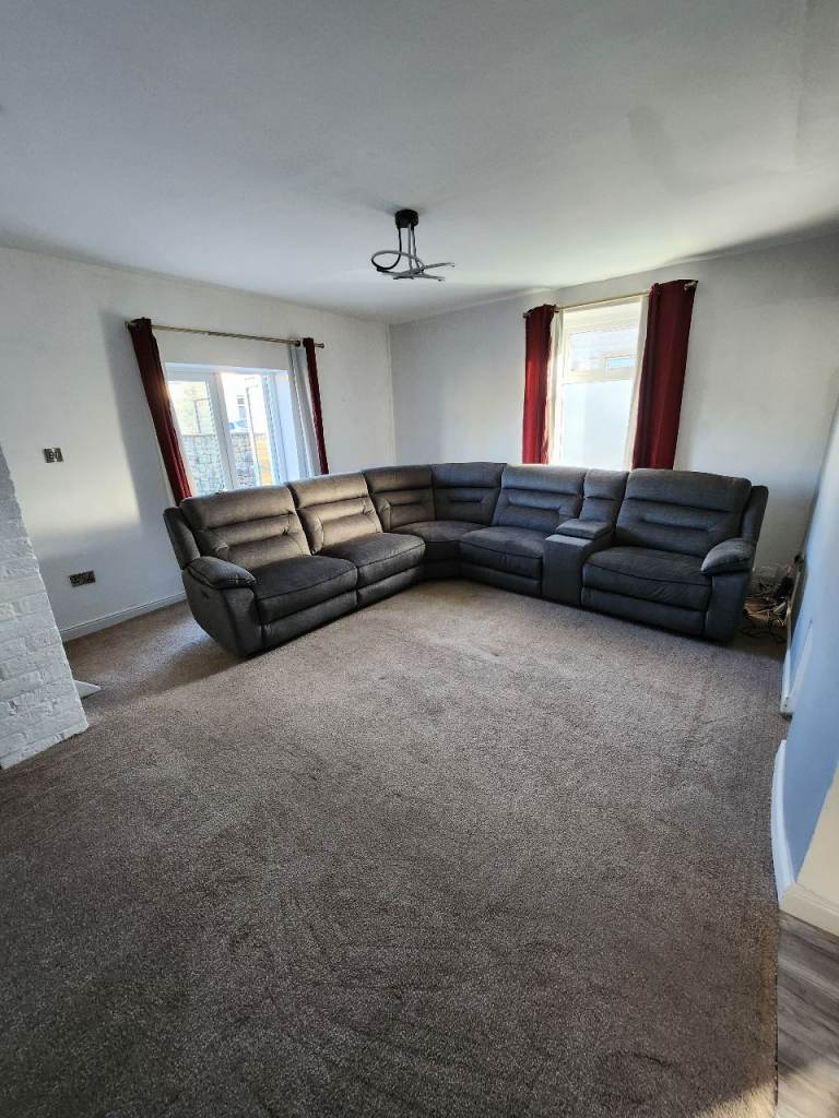 Large corner sofa grey - electric recliner 5 seater