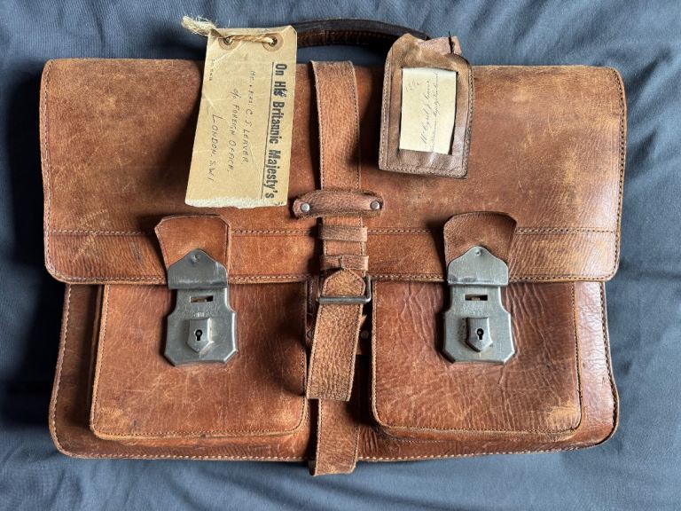 Antique Cheney Leather Briefcase Tan very old 