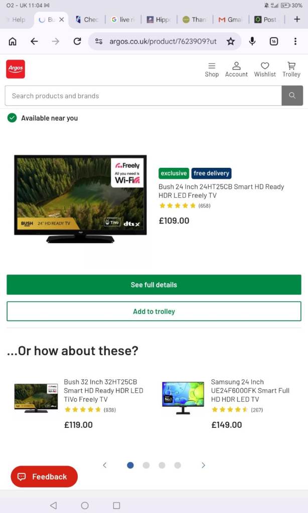 Bush smart TV 22 inch