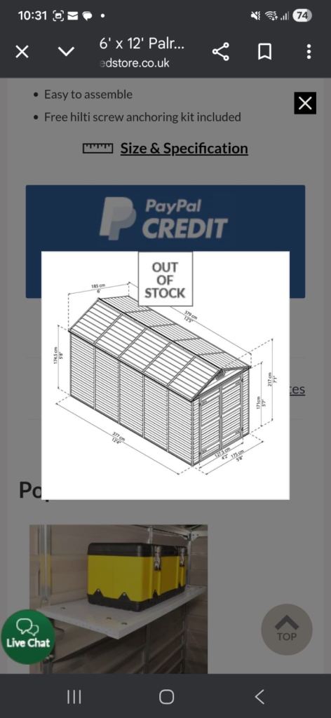 image for 12x6 large metal/plastic storage shed
