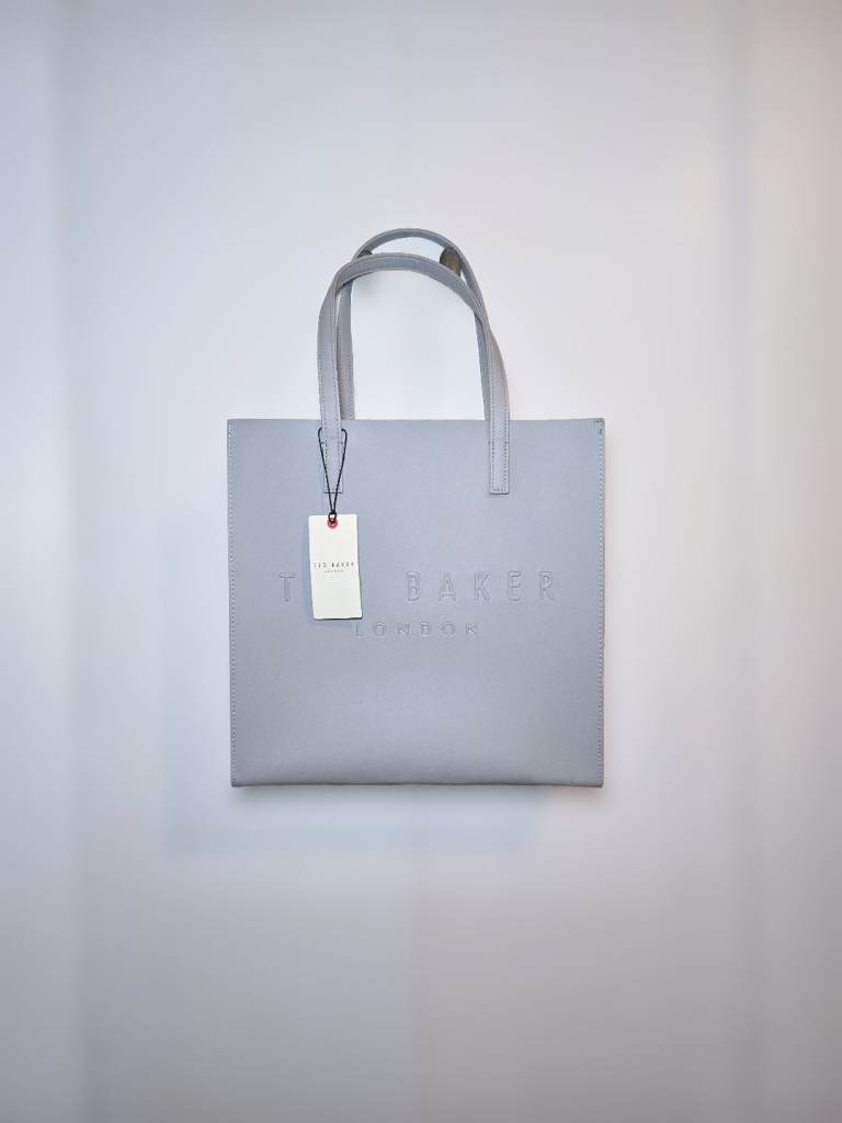 RRP £50 | Ted Baker Soocon Large Crosshatch Icon Light Grey Tote Bag - BNWT