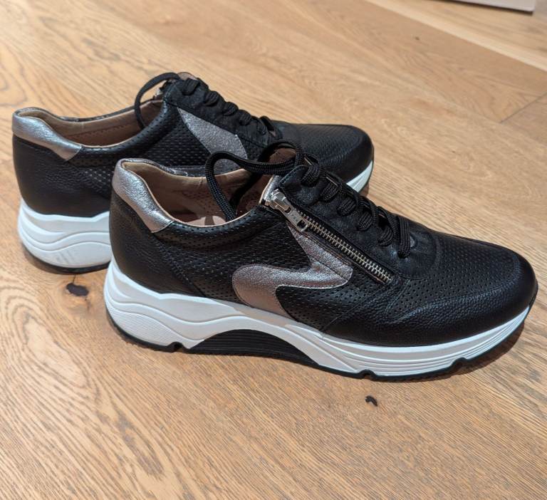 Stylish Black Women's Trainers – Silver Detail, As Good As New