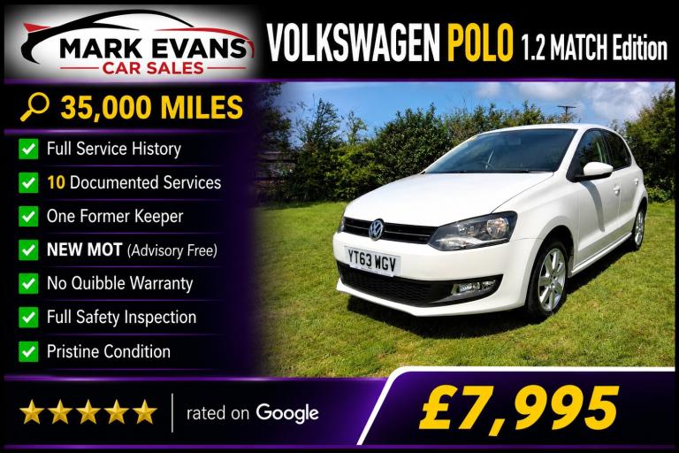 2013 Volkswagen Polo 1.2 60 Match Edition 5dr HATCHBACK Petrol Manual