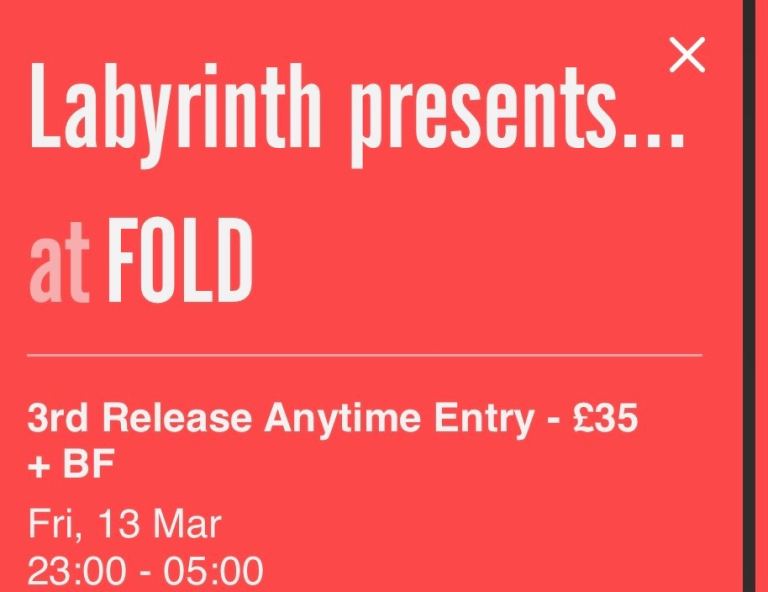 Laurent Garnier tickets x4 fold March 13th