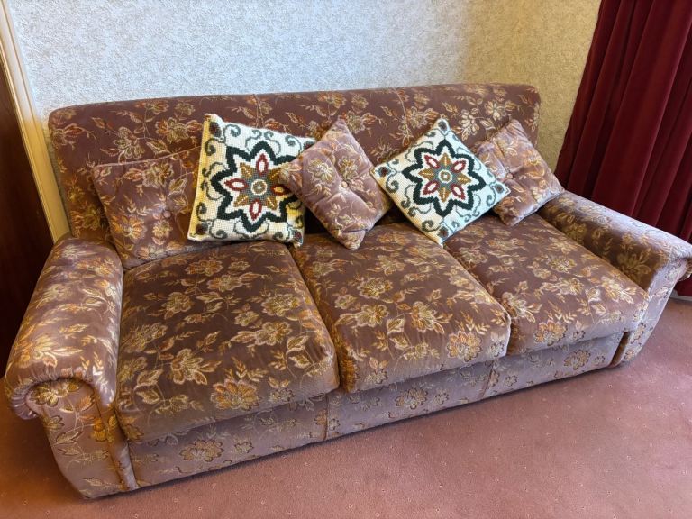 3 seater sofa-bed & 2 chairs 
