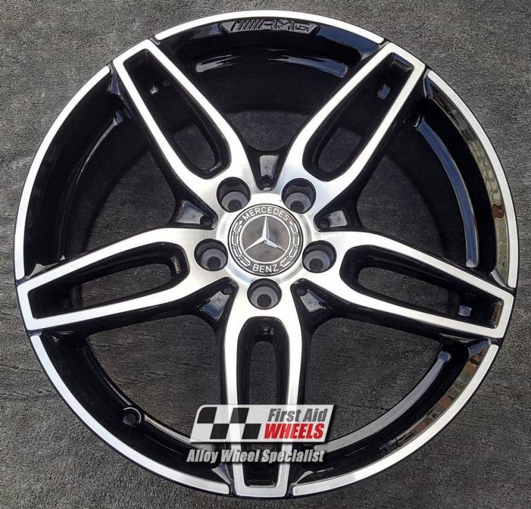 R438DCB Swap MERCEDES A B CLASS CLA 4X 18'' GENUINE AMG GLOSS BLACK DIAMOND CUT ALLOY WHEELS