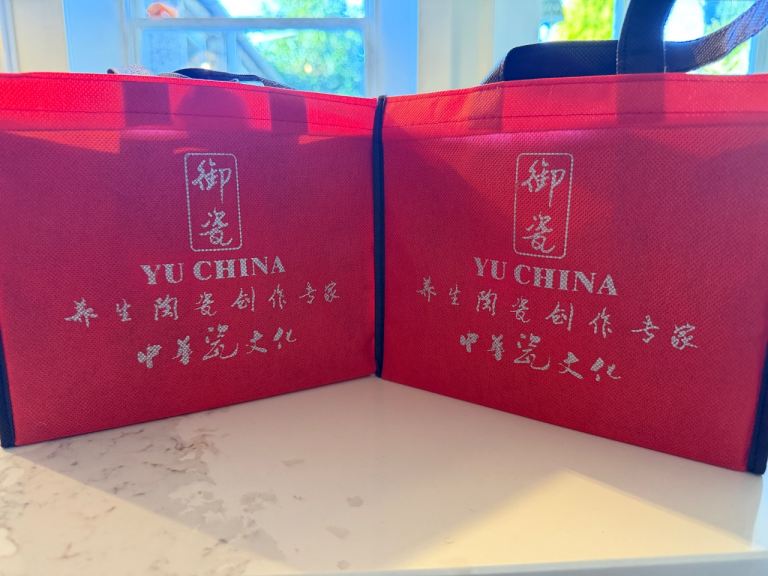 Pair of Luxury Chinese YU CHINA "Health Energy" Mugs – New & Boxed 