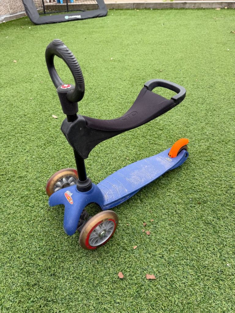 Micro Mini 3-in-1 Scooter with Seat – Blue, Good Condition
