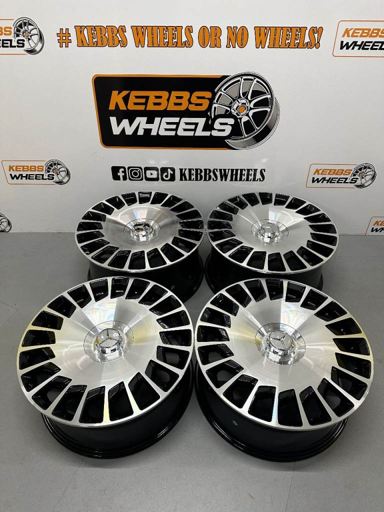 20" MERCEDES MAYBACH STYLE ALLOY WHEELS BLACK MACHINED C CLASS E CLASS S CLASS