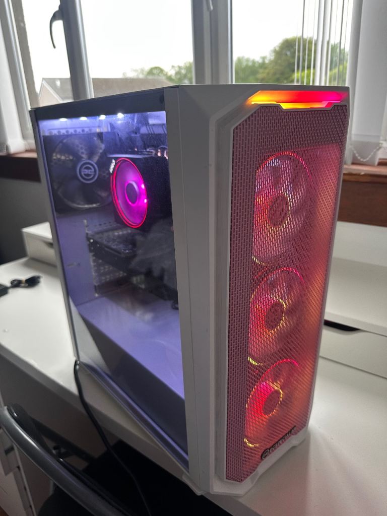 PC specialist white & pink gaming pc & MSI curved gaming monitor 