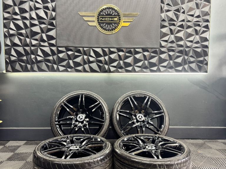 19” inch genuine mercedes amg alloys wheels 5x112 gloss black a b c e class cla 