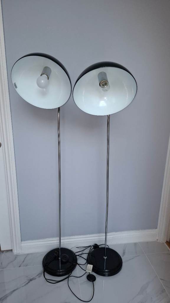 Pair of Black Uplighter Floor Lamps – Good Condition from Homebase