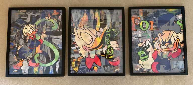 Set of 3 Danny Long Pop Art Prints - "Live to ......" Series Limited Edition (Scrooge McDuck Style) 