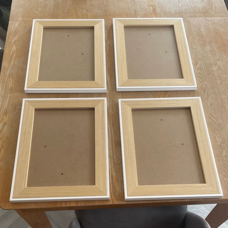 Photo Frames x4 (A4 size) light oak with white frame