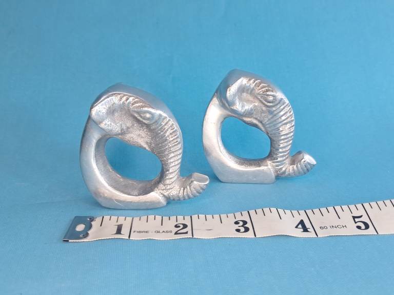 Silver tone  Elephant Napkin Rings- Set of 2