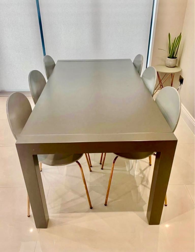 Extendable Grey Dining Table 6-10 Seater