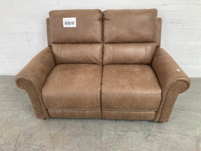 OAK FURNITURELAND COLORADO 2 SEATER SOFA IN RANCH BROWN FABRIC ORIGINAL