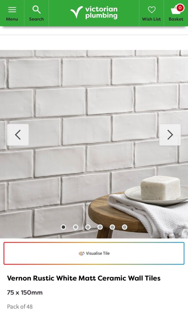 White Matt ceramic wall tile - 7.5cm x 15cm. 4boxes of 48 tiles