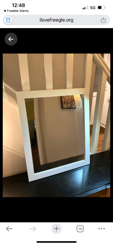 White Framed Wall Mirror – 470 x 580mm – Good Condition