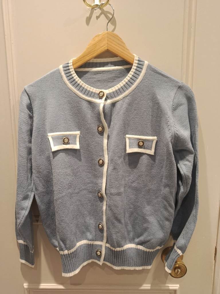 Light Blue Knit Cardigan - Size M (12/40), As New