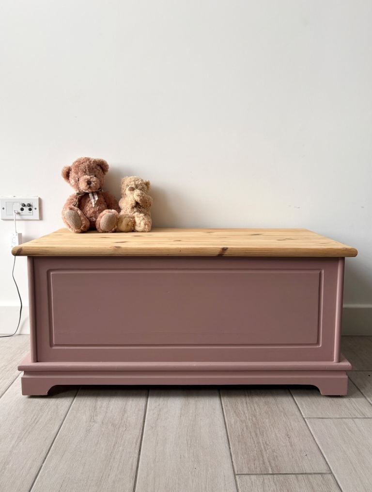 Pine Blanket Box / Toy Chest Painted Pink