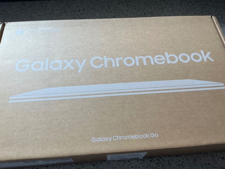 Samsung Galaxy Chromebook Go – Brand New.  Seal broken purely to take photo inside box
