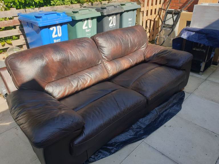 Leather Sofa – Brown, Two-Seater, Well-Used